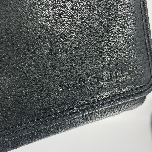 Vintage Fossil Black Leather Crossbody Micro Purse Shoulder Bag Envelope - Picture 5 of 11